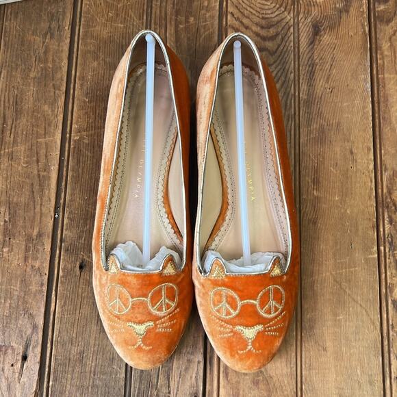Women’s Charolette Olympia limited edition cat Hippy Kitty Flats size 38 - Picture 2 of 9